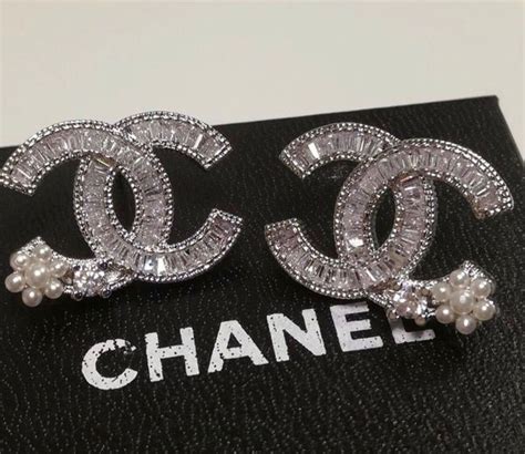 chanel diamond earrings studs|Chanel cc earrings price list.